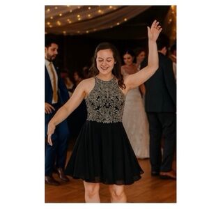 Elizabeth‎ K GLS Collective Vintage A-line Chiffon Beaded Cocktail Dress NWT